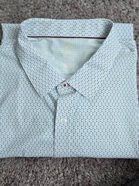 Flag & Anthem MadeFlex Performance Polo Shirt Mens Golf XL Turquoise Geo Print